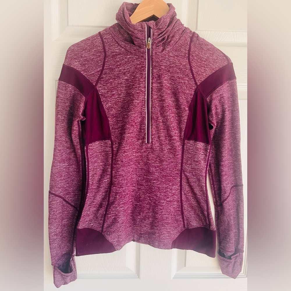 Lululemon Women's Heathered Plum Quarter-Zip Top vintage winter 2010